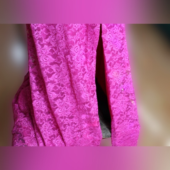 Morgan & Co. | Hot Pink | Corset | Sparkle Lace | Formal Dress | Size: 7 - Picture 6 of 9